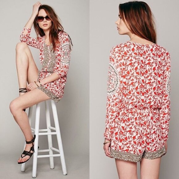 Free People Resort Romper Gardenia Combo - Boho Tribal Print - Picture 7 of 16